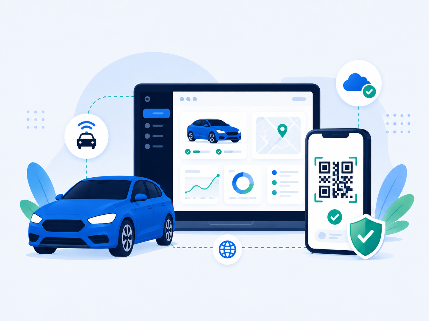 Vehículo conectado con AutoDoc desde la web y el teléfono